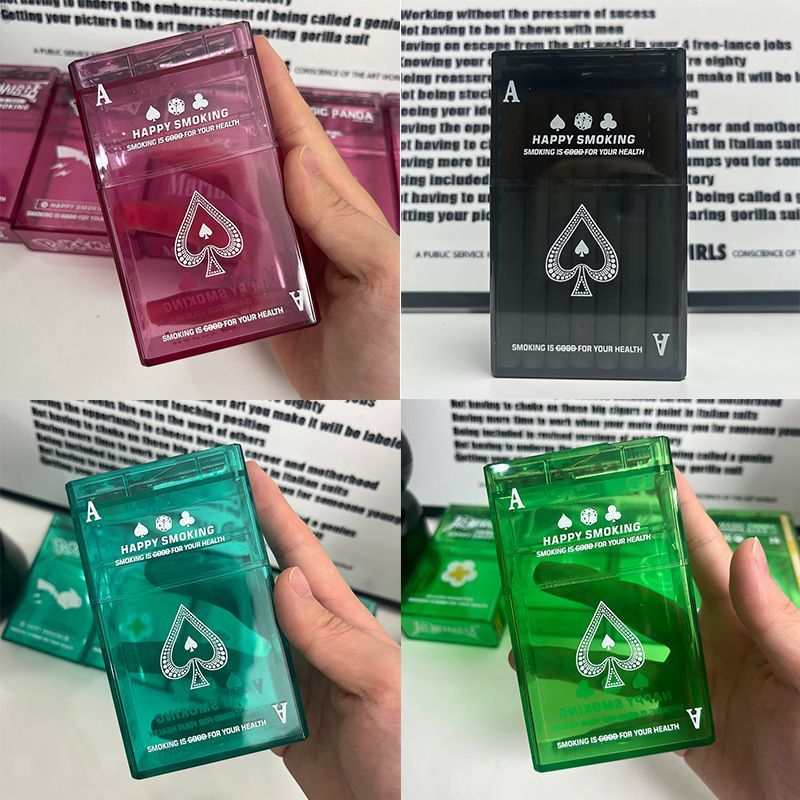 Transparent flip plastic cigarette case, high-end creative acrylic cigarette case 20 pcs, rough support