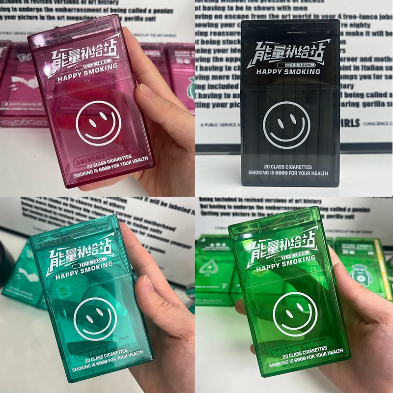 Transparent flip plastic cigarette case, high-end creative acrylic cigarette case 20 pcs, rough support