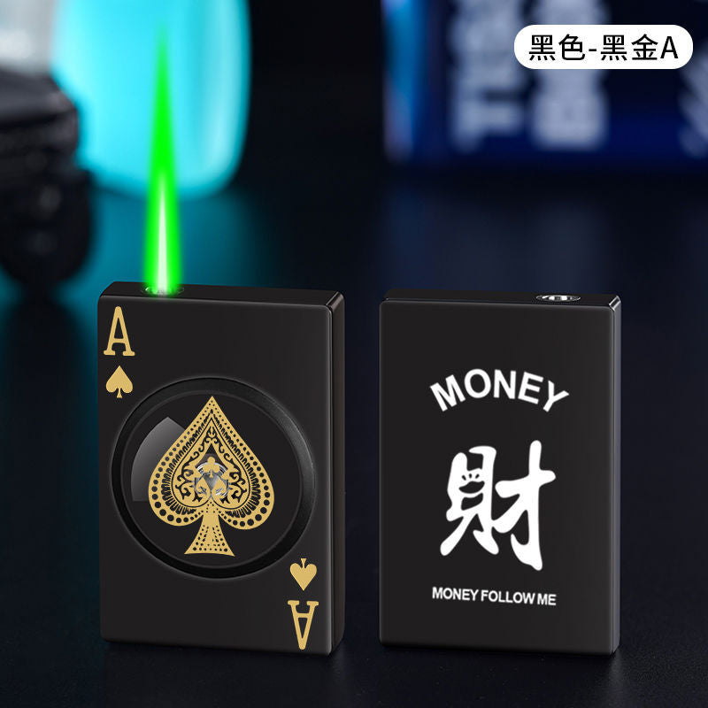 Spades Playing Card Rotating Windproof Lighter - Creative Gift