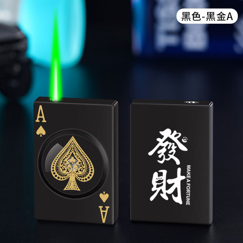 Spades Playing Card Rotating Windproof Lighter - Creative Gift