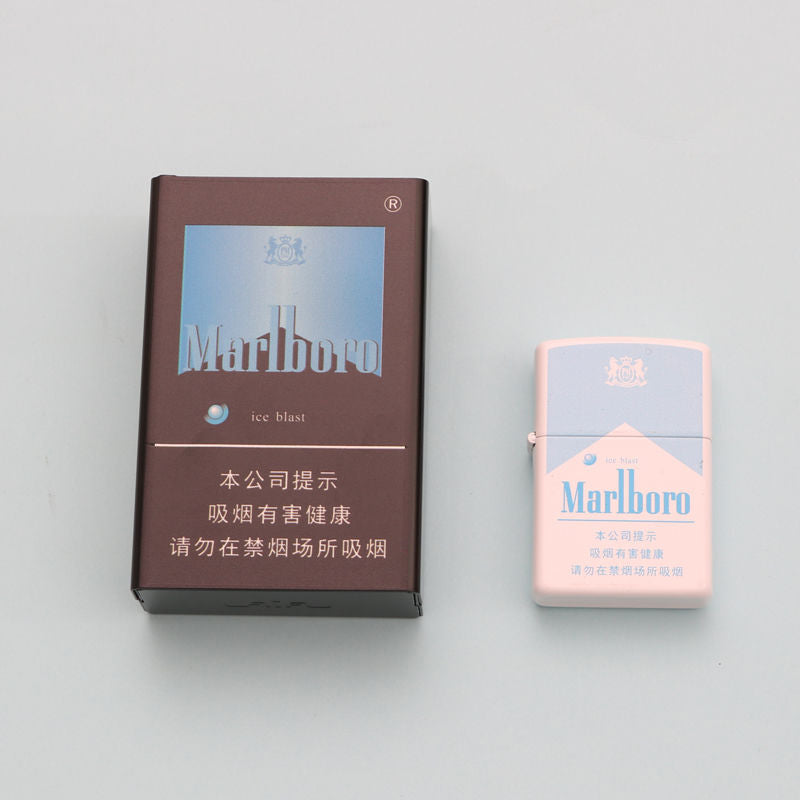 Pink Aluminum Lighter & Cigarette Case Waterproof Creative Marlboro Design