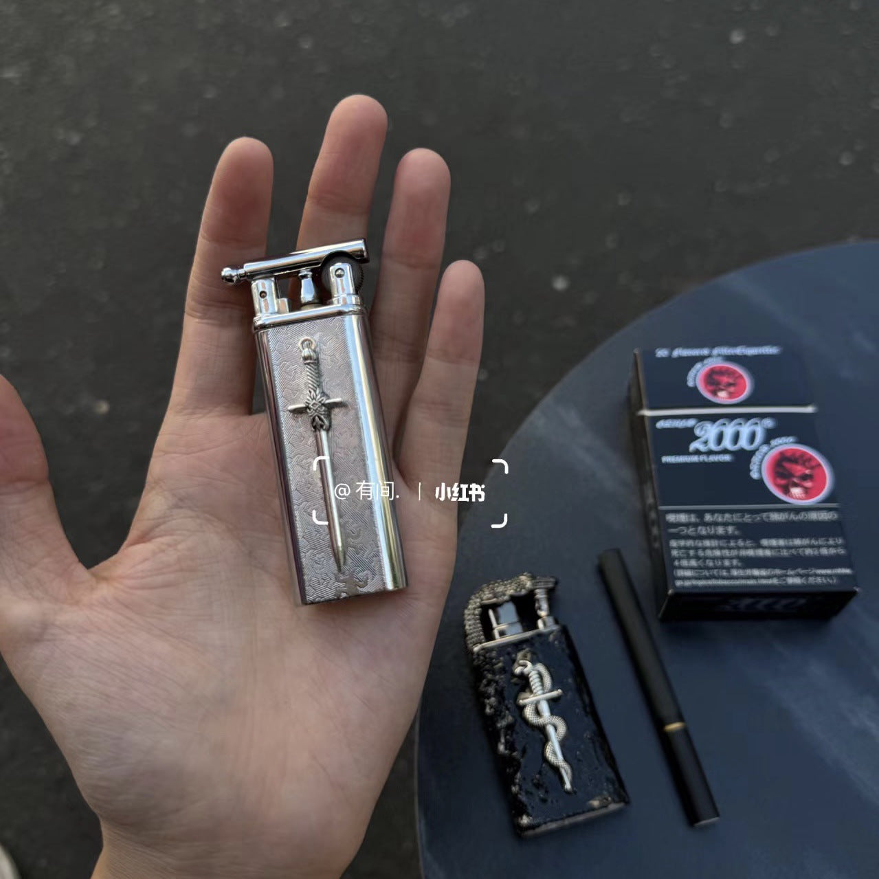 Retro Cross Inflatable Lighter - Durable Open Flame