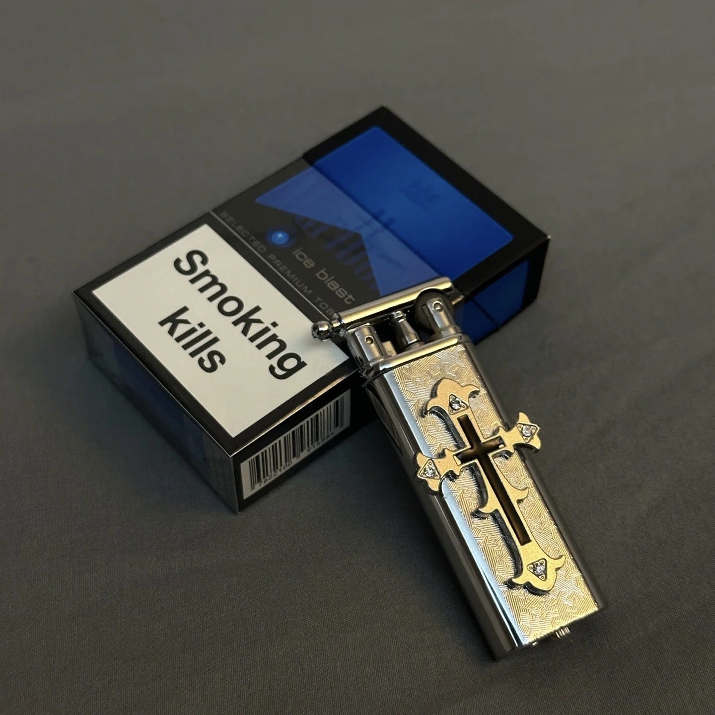 Retro Cross Inflatable Lighter - Durable Open Flame