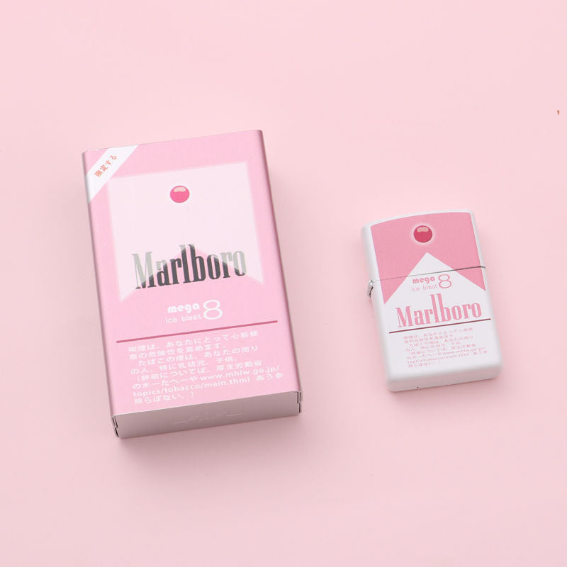 Pink Aluminum Lighter & Cigarette Case Waterproof Creative Marlboro Design