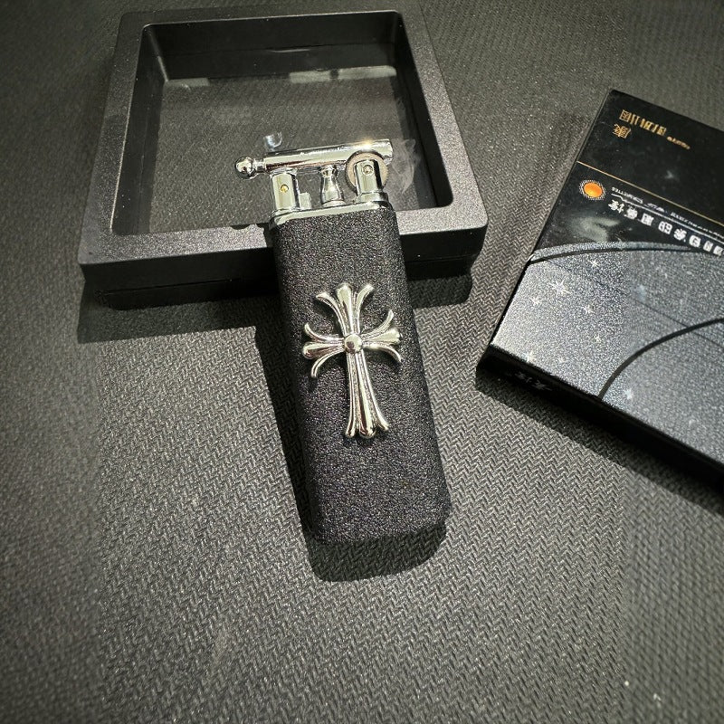 Retro Cross Inflatable Lighter - Durable Open Flame