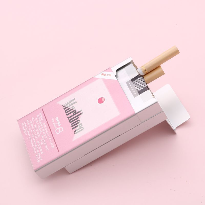 Pink Aluminum Lighter & Cigarette Case Waterproof Creative Marlboro Design