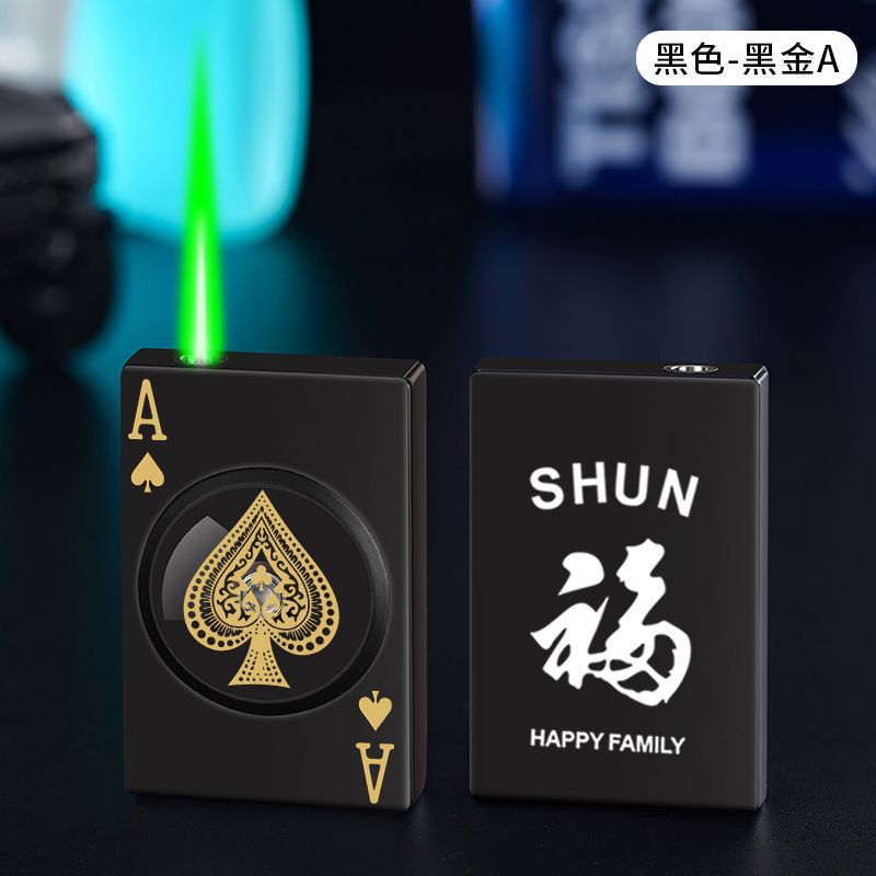 Spades Playing Card Rotating Windproof Lighter - Creative Gift