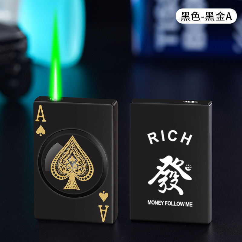 Spades Playing Card Rotating Windproof Lighter - Creative Gift