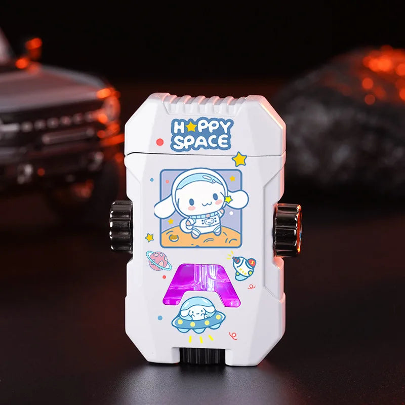 Sanrio Rotating Fingertip Gyro Lighter Kuromi Cinnamoroll Pochacco Hello kitty Lighter Windproof Metal Inflatable Lighters LED