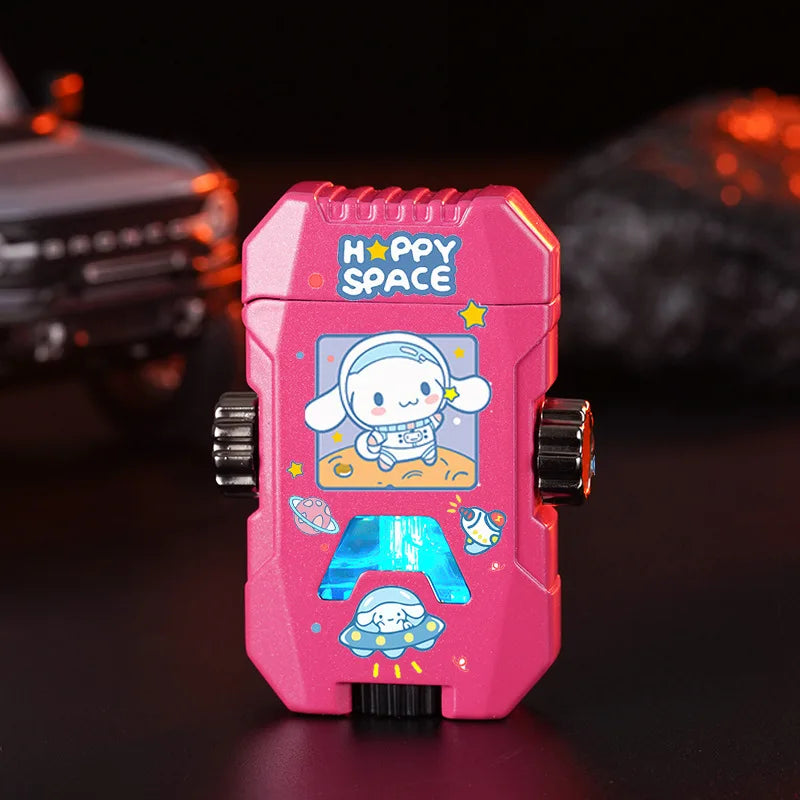 Sanrio Rotating Fingertip Gyro Lighter Kuromi Cinnamoroll Pochacco Hello kitty Lighter Windproof Metal Inflatable Lighters LED