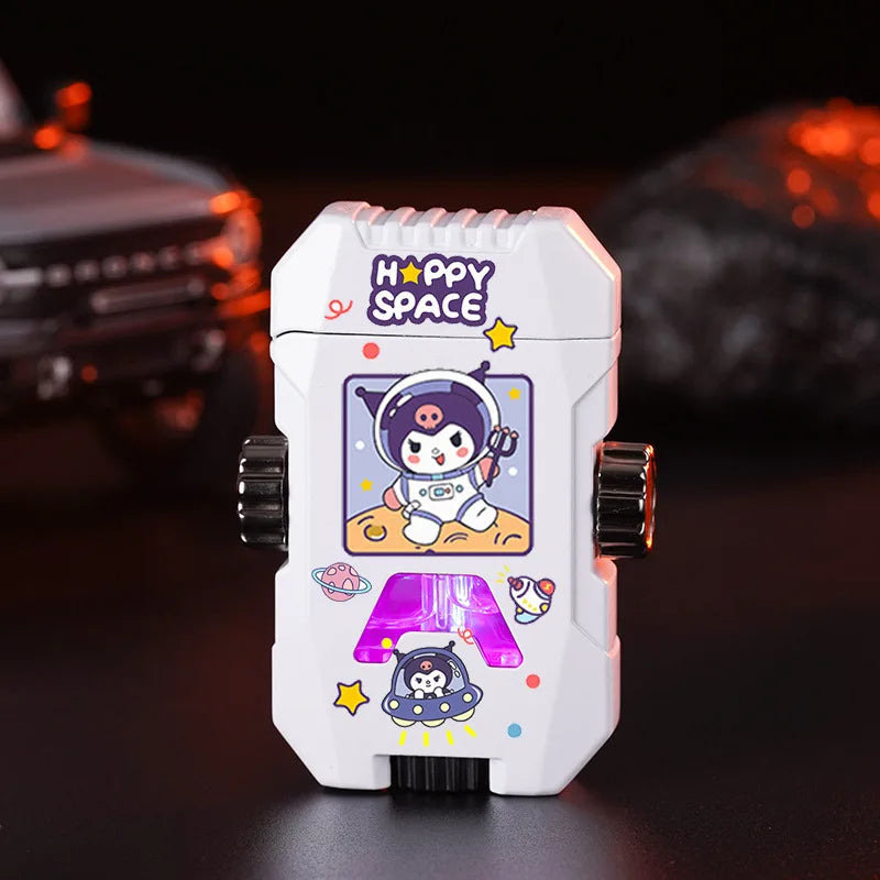 Sanrio Rotating Fingertip Gyro Lighter Kuromi Cinnamoroll Pochacco Hello kitty Lighter Windproof Metal Inflatable Lighters LED