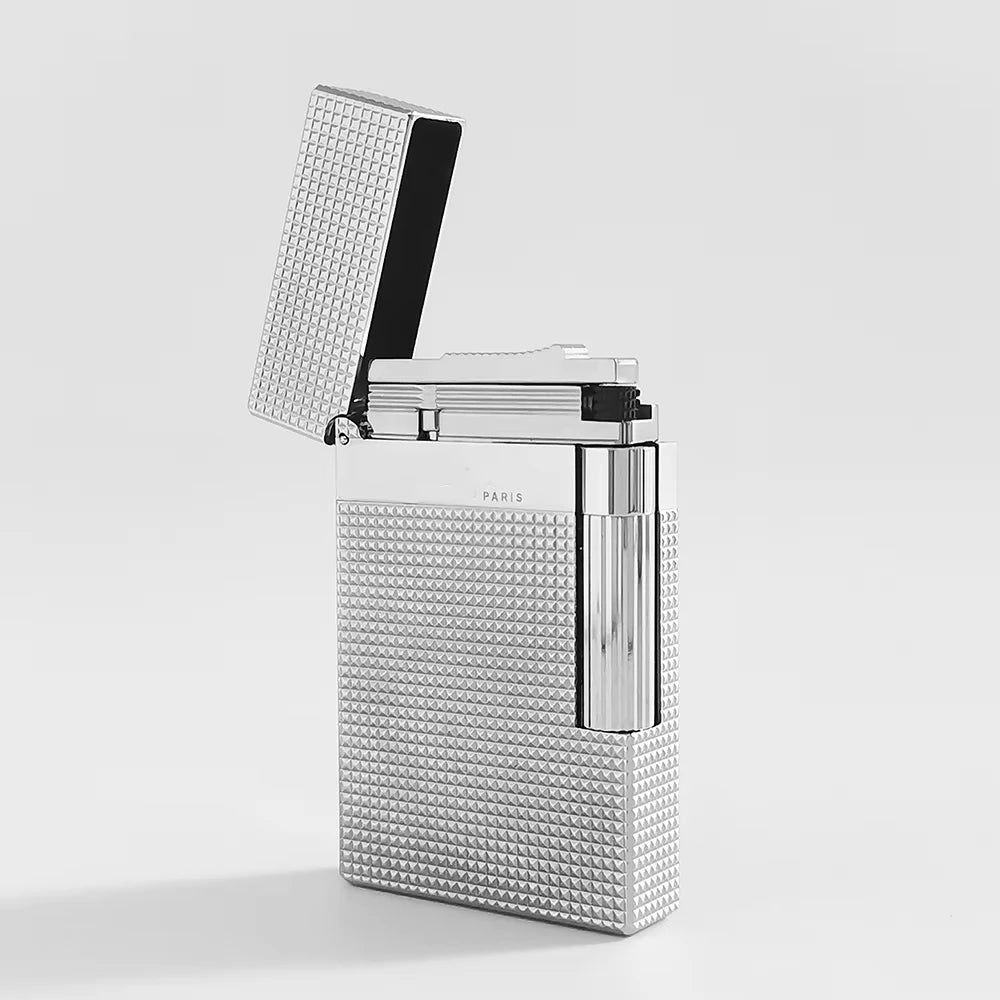Luxury Metal Lighter Lattice Wide Edge L2 Brand Gas Butane Ping Sound Father's Birthday Collection Limited Edition