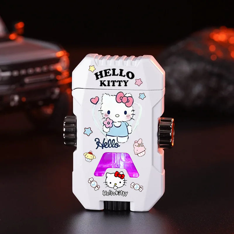 Sanrio Rotating Fingertip Gyro Lighter Kuromi Cinnamoroll Pochacco Hello kitty Lighter Windproof Metal Inflatable Lighters LED