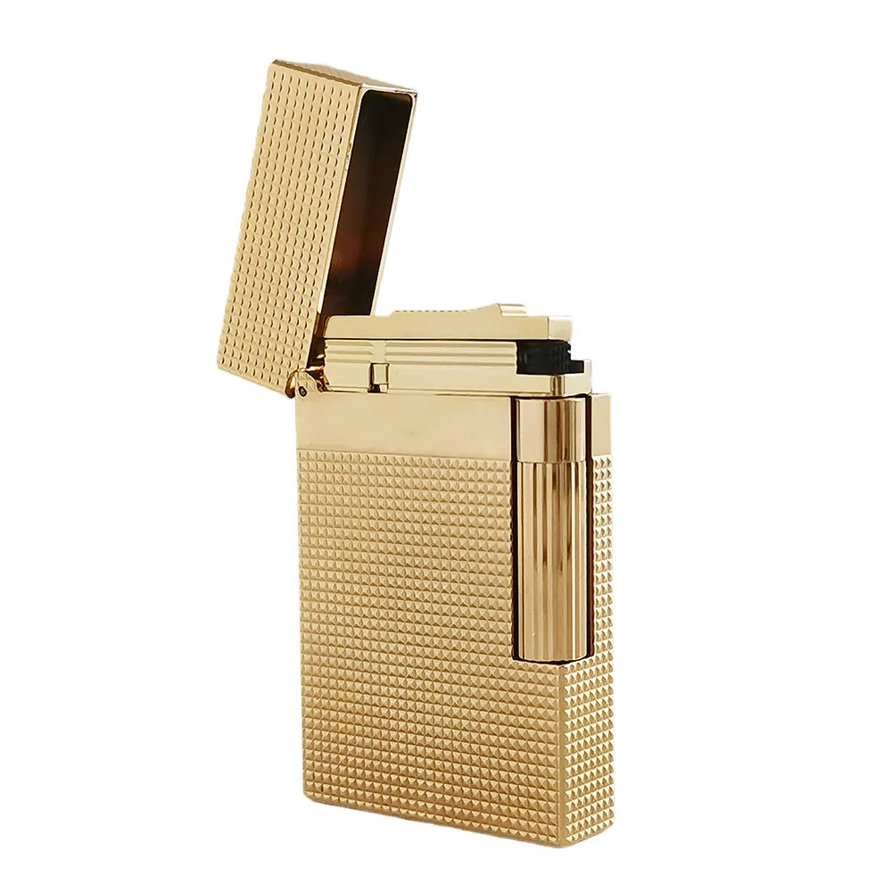 Luxury Metal Lighter Lattice Wide Edge L2 Brand Gas Butane Ping Sound Father's Birthday Collection Limited Edition