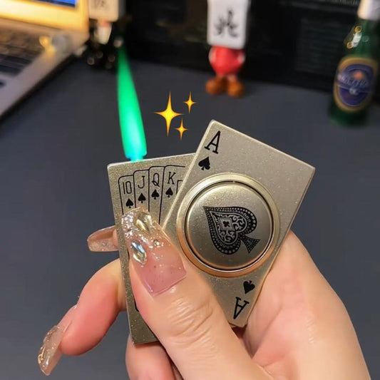 Spades Playing Card Rotating Windproof Lighter - Creative Gift