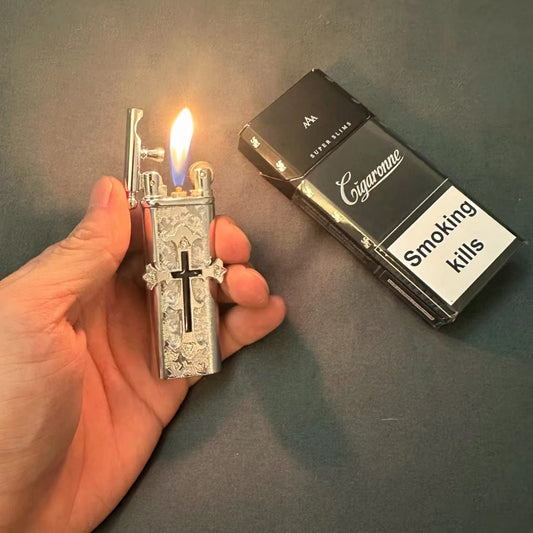 Retro Cross Inflatable Lighter - Durable Open Flame