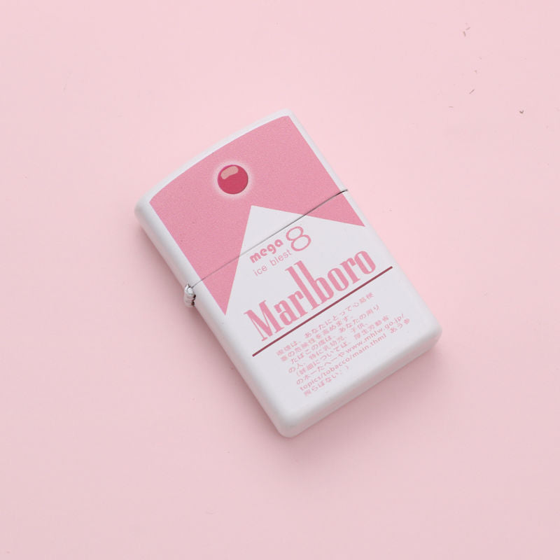 Pink Aluminum Lighter & Cigarette Case Waterproof Creative Marlboro Design