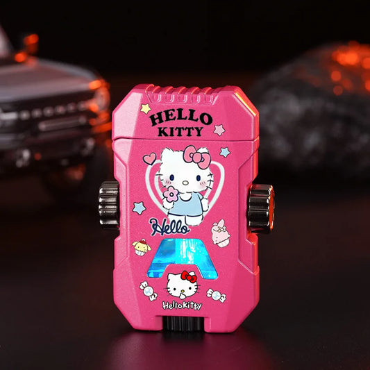 Sanrio Rotating Fingertip Gyro Lighter Kuromi Cinnamoroll Pochacco Hello kitty Lighter Windproof Metal Inflatable Lighters LED
