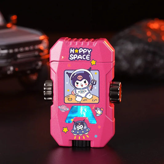 Sanrio Rotating Fingertip Gyro Lighter Kuromi Cinnamoroll Pochacco Hello kitty Lighter Windproof Metal Inflatable Lighters LED
