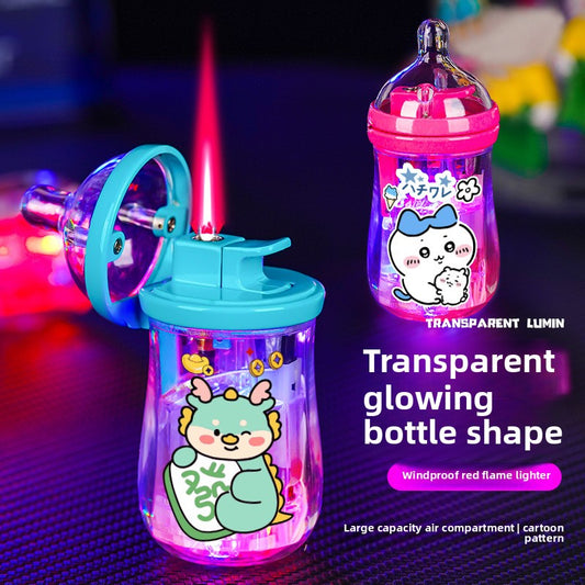 Cute Mini Luminous Transparent Bottle Lighter